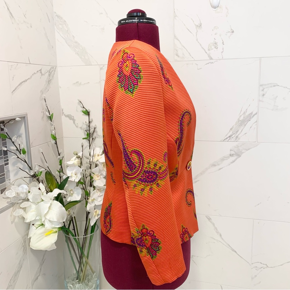 Villa Seta Jacket Blazer Orange Print S - Picture 6 of 11